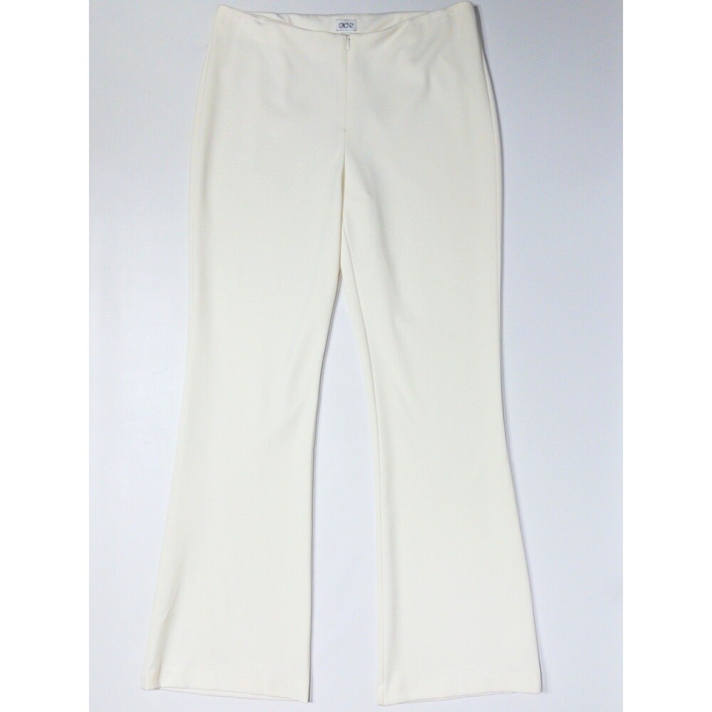 Cache Made in USA White Ivory Front Zip Flared Stretch Trousers Women Size 10